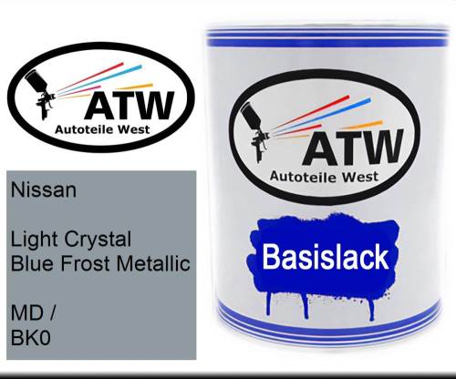 Nissan, Light Crystal Blue Frost Metallic, MD / BK0: 1L Lackdose, von ATW Autoteile West.